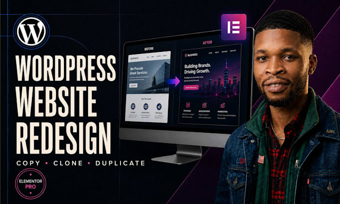 copy clone duplicate redesign wordpress website development using elementor pro