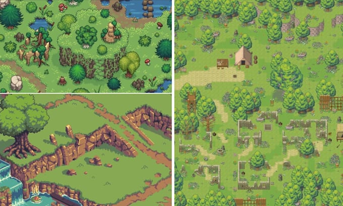 create pixel tileset tilemap 2d game art rpg maker pixel art tileset