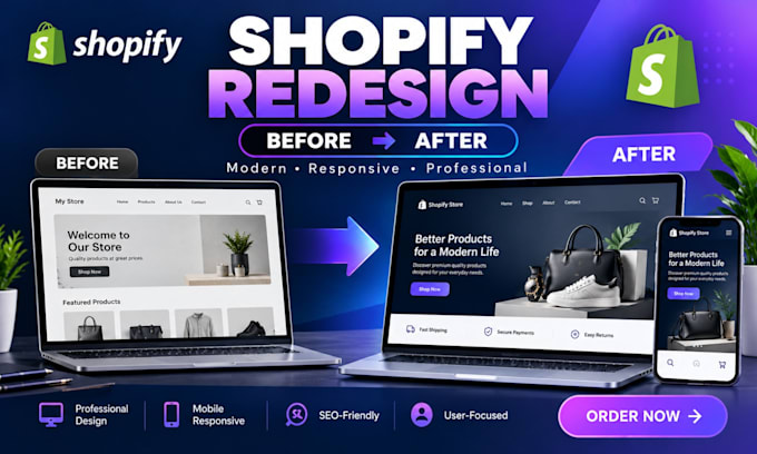 build, design or redesign a professional shopify website
