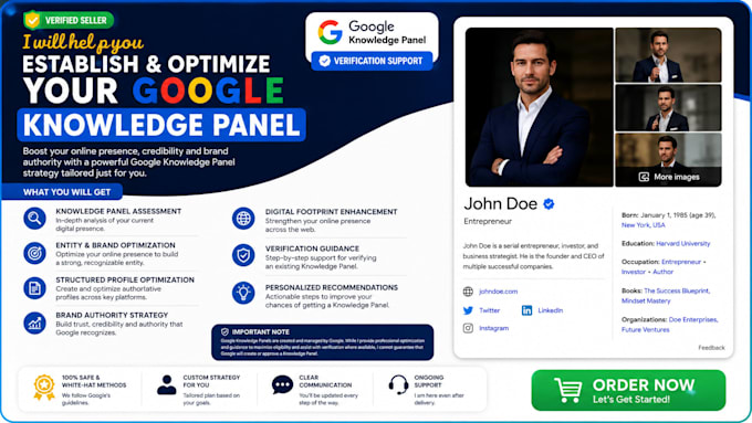 create verified google knowledge panel for person or company