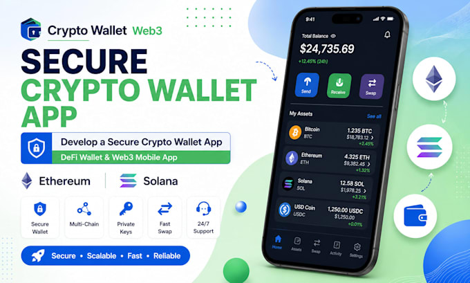develop a secure crypto wallet app, defi wallet and web3 mobile app