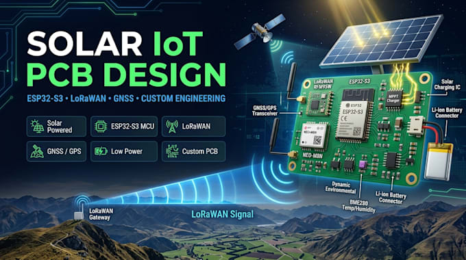 design solar powered esp32 s3 lorawan gnss iot sensor pcb