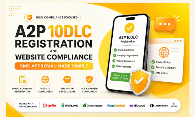 fix a2p 10dlc registration and website tcr compliance