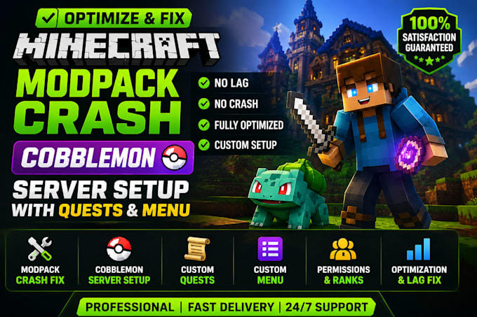 optimize,fix minecraft modpack crash cobblemon server setup with quests and menu