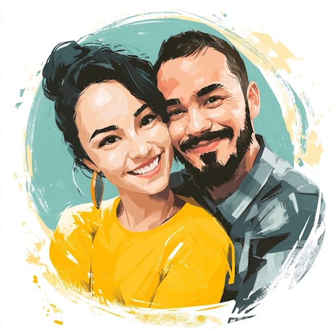 draw a watercolor couple portrait