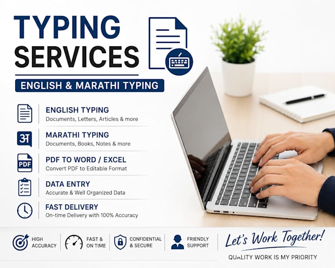 do fast and accurate english and marathi data entry and typing