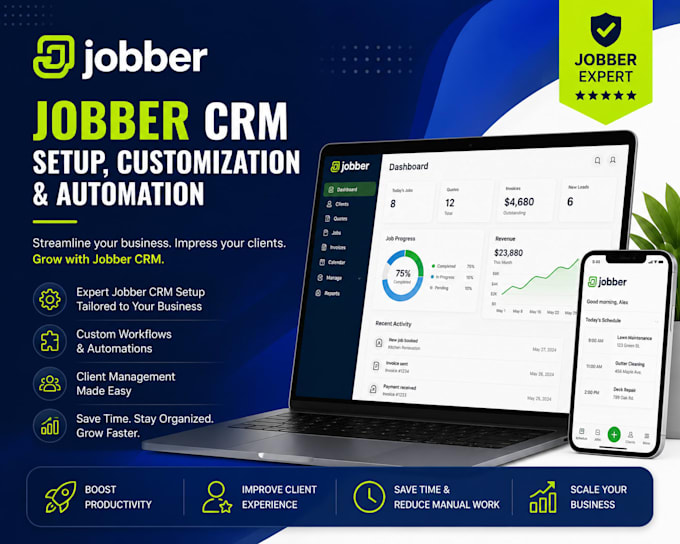 be your expert in jobber CRM setup, automation, scheduling, workflow specialist