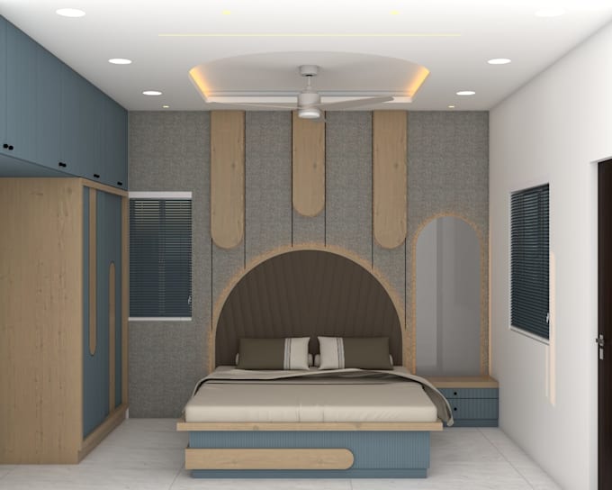 design modern bedroom interior with realistic 3d rendering