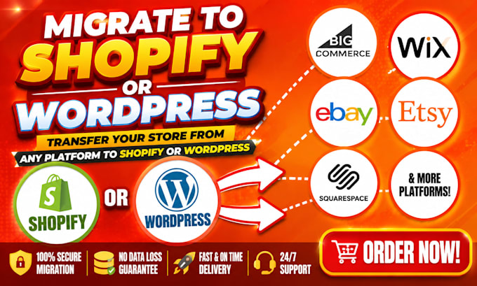 migrate woocommerce wix ebay etsy squarespace to shopify revamp to wordpress
