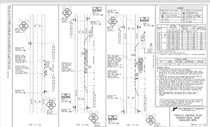 draw a professional traffic control plan tcp for any road condition,lane closure
