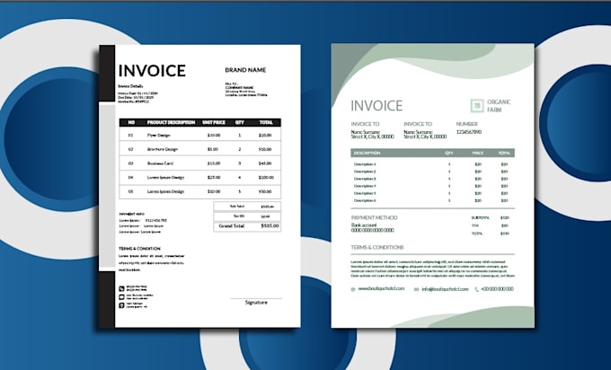 design editable invoice and letterhead in PDF and word files