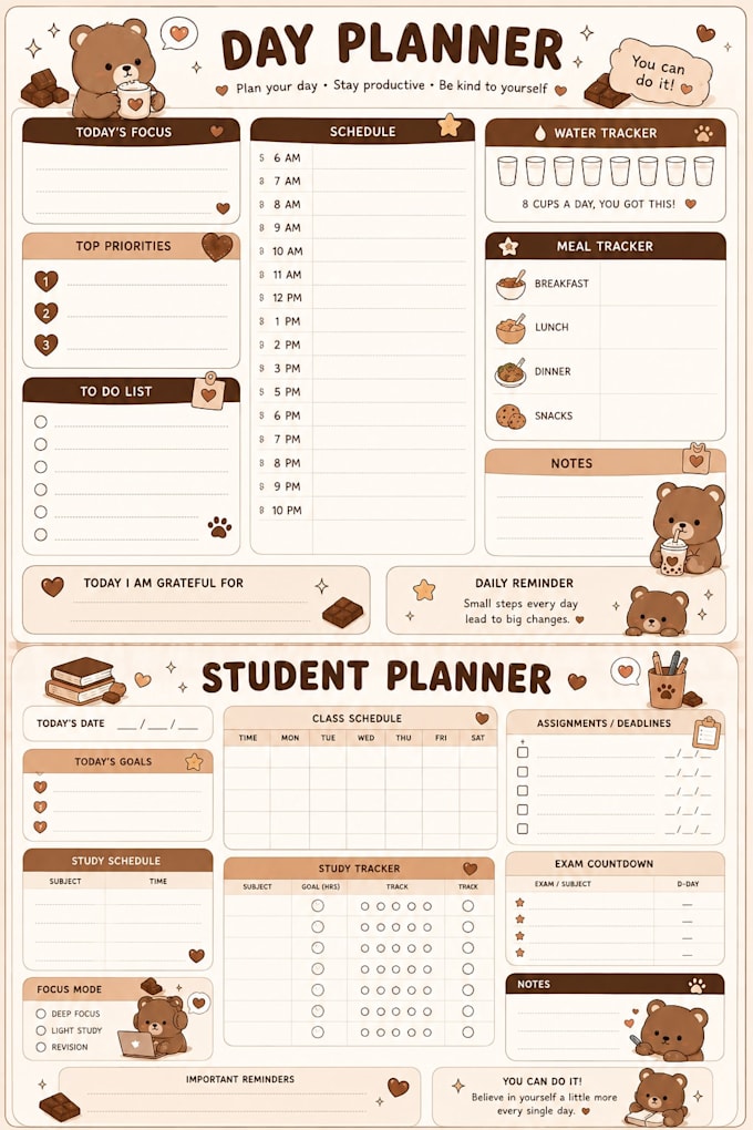 design aesthetic printable digital planners in canva