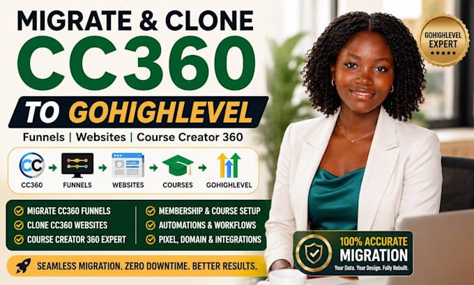 migrate clone cc360 funnels ghl website course creator 360 gohighlevel expert VA