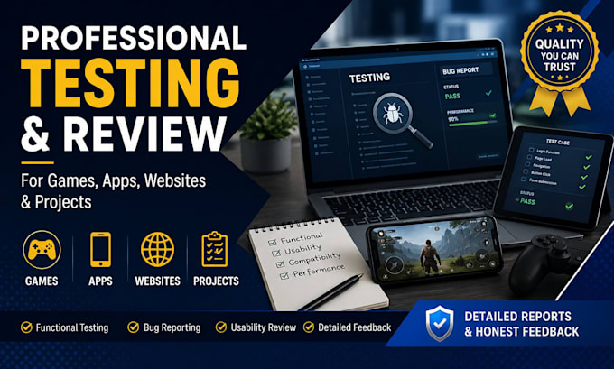 do qa testing, usability testing and website review for manual bugs