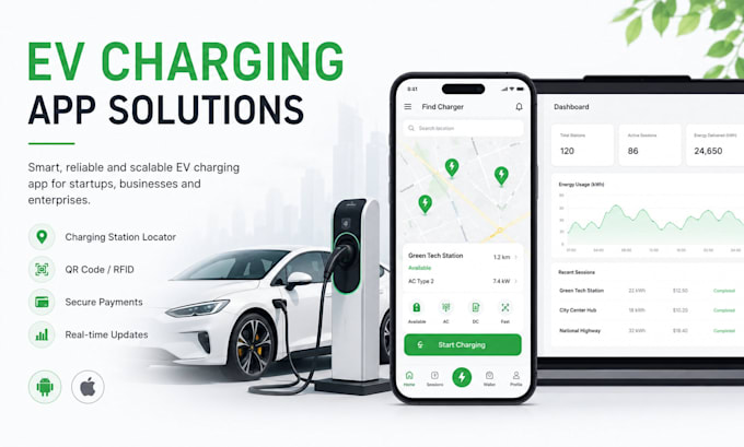 develop ev charging app, fleet management, and gps tracking software