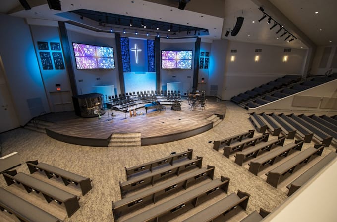 create complete 3d church interior and exterior architectural concepts