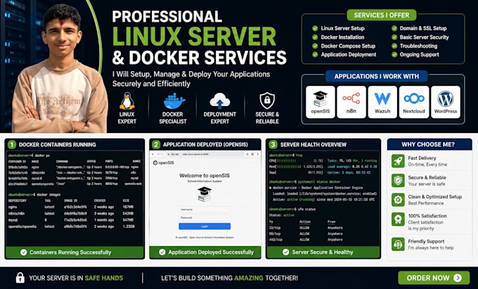 install and configure linux servers and docker