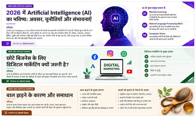 write SEO friendly hindi articles and blog posts