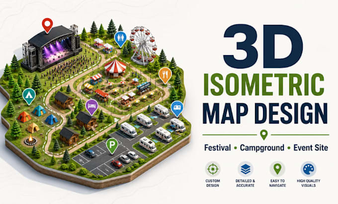 draw rv park map and campground map in vector illustrator