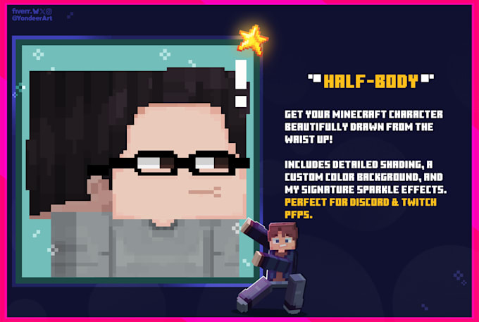 draw your minecraft skin in my unique pixel art style