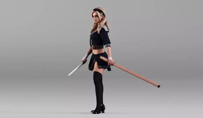 modify 3d game ready character,fantasy warrior,robotic avatar,jiggle physics,vrm