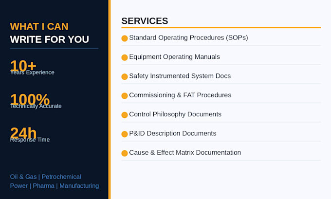 write professional industrial sops and technical documentations