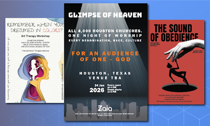 design an event poster, flyer or promotional visual