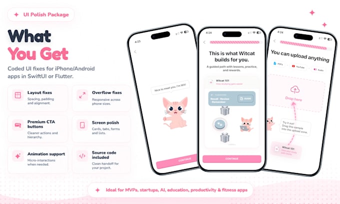 fix and polish iphone and android app UI