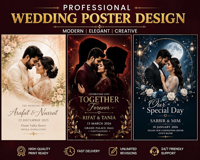 create a pro professional wedding poster and benner desing