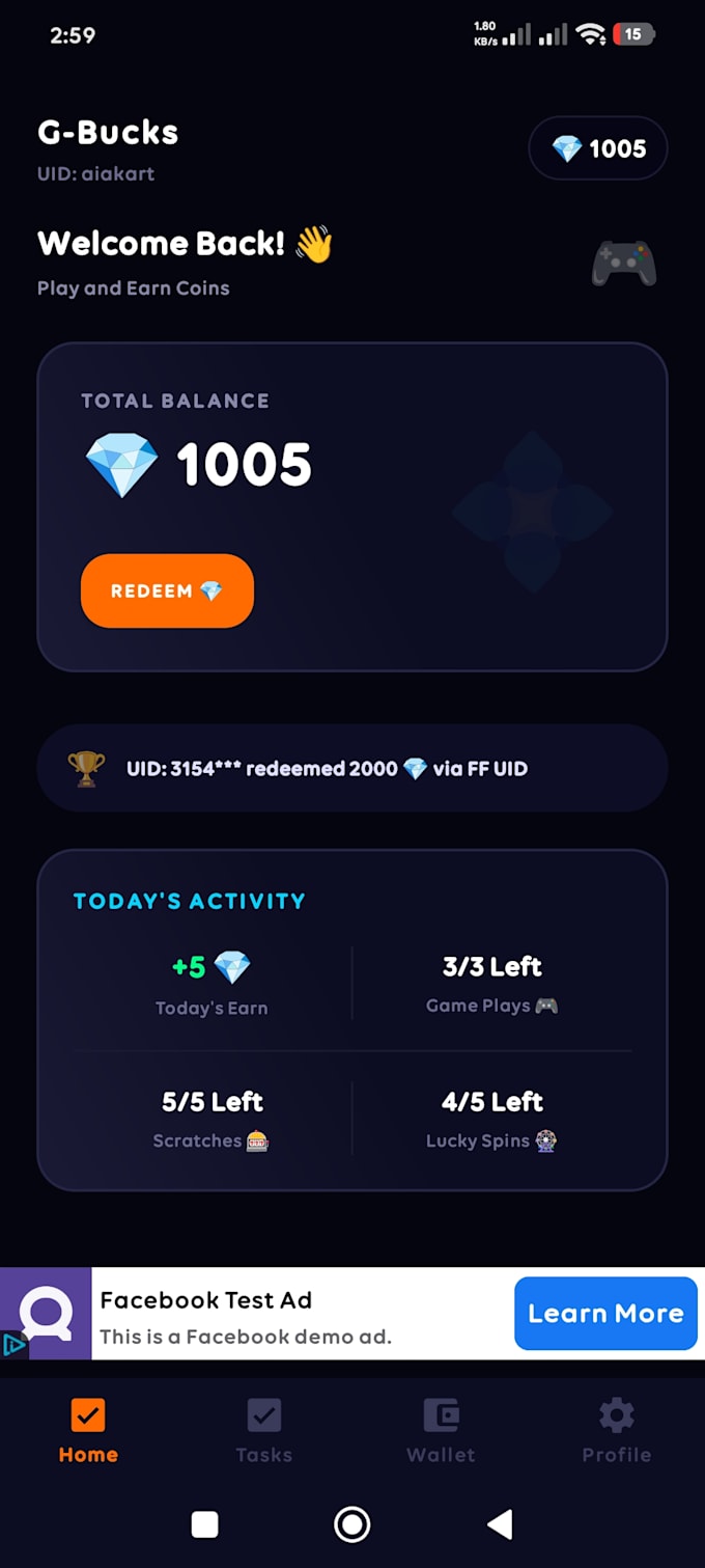 create android mini games reward app with multi ads networks
