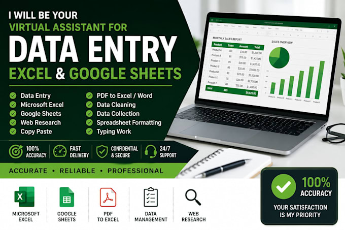 exel gloogle sheets specialist data entry reports
