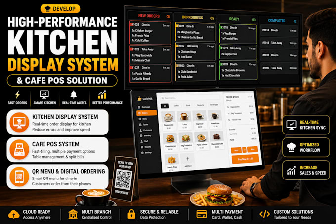 develop high performance kitchen display system kds and cafe pos software