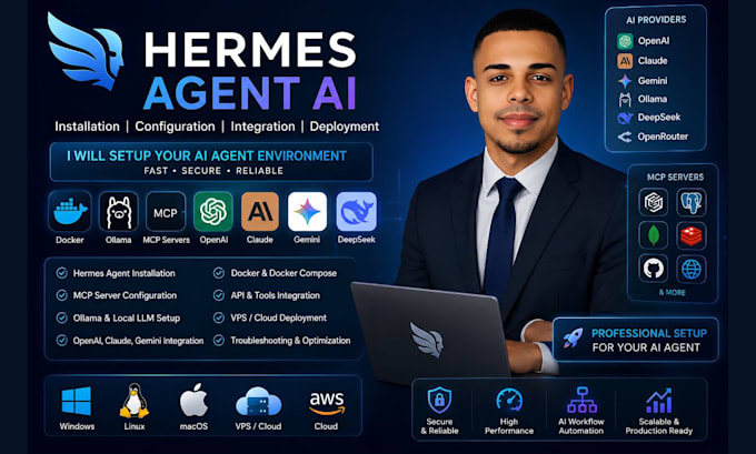 install and configure hermes agent ai with ollama docker and mcp