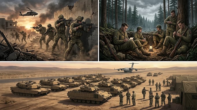 draw military themed illustrations for you