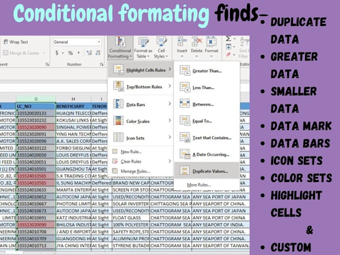 clean, format, and organize the excel spreadsheet