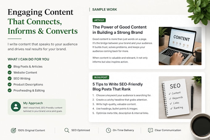 write SEO optimized blog posts and articles