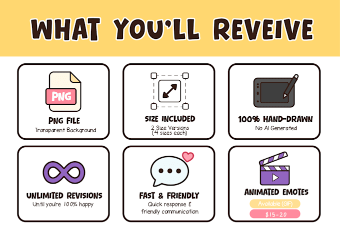 draw cute custom emotes for twitch, discord, kick and more