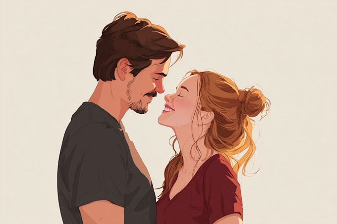 draw a cute princess style couple illustration