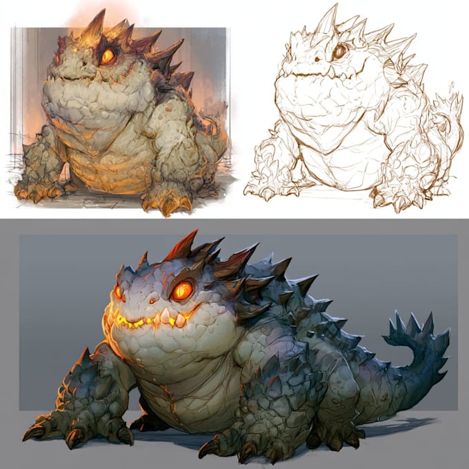 create unique creature monster design and character design