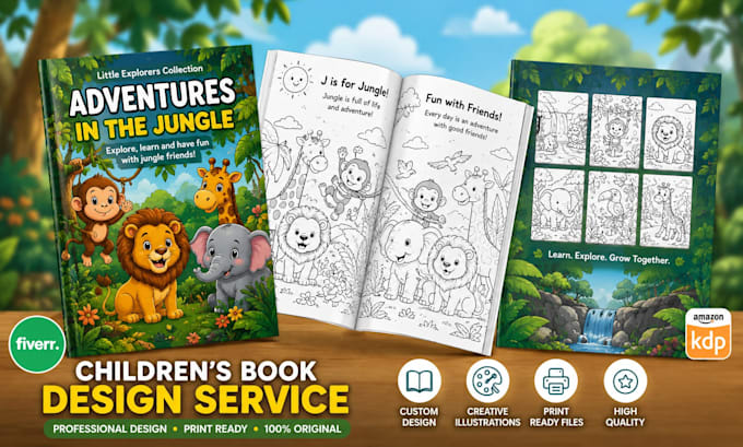 illustrate, draw children coloring book pages for amazon kdp