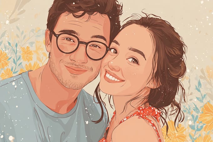 create a custom disney style couple pop art portrait