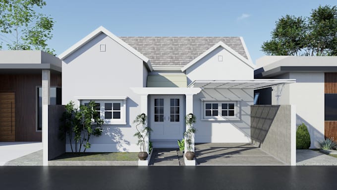 make elegant realistic exterior render