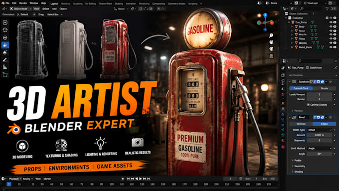 create 3d asset, environment or model in blender