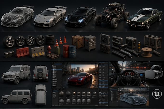 create 3d vehicle models, 3d car model, 3d game assets, virtual reality 3d car