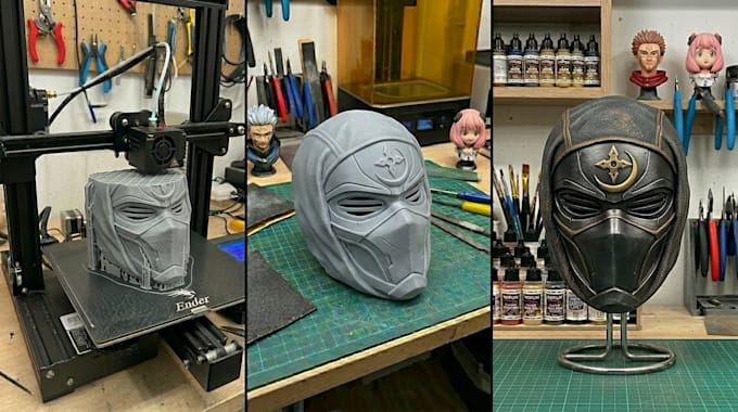 3d print and paint custom cosplay mask, helmet wearable