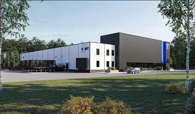 do master plan render, design data center building, parkings, backup generators