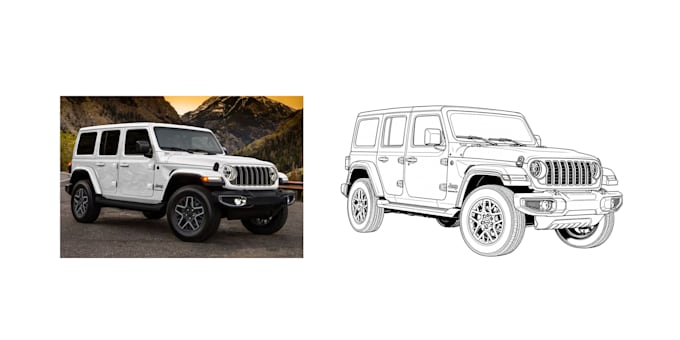 create custom car line art vector from your photo