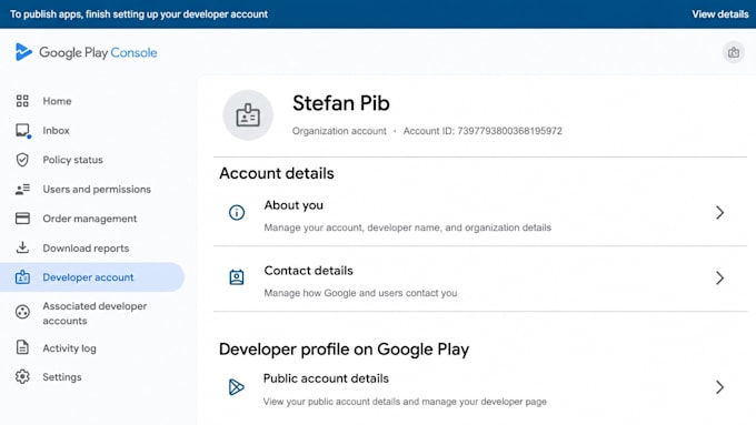 create google play console developer account for you