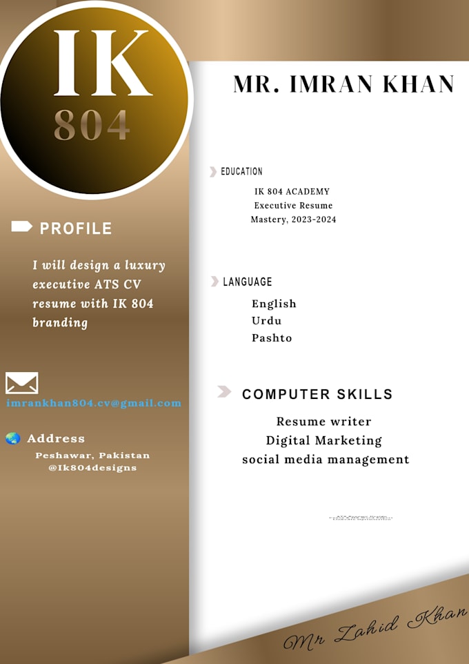 write a professional ats friendly CV and resume