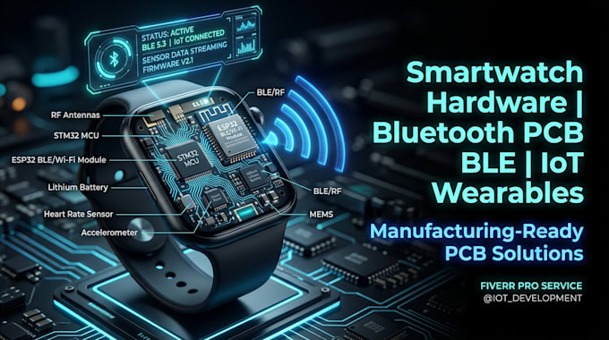 develop smartwatch hardware and bluetooth pcb with antenna for iot wearable